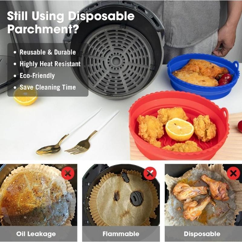 D0AB Paquete 2 ollas con reves - Air Fryer Silicone Pot Liner reseña y precio