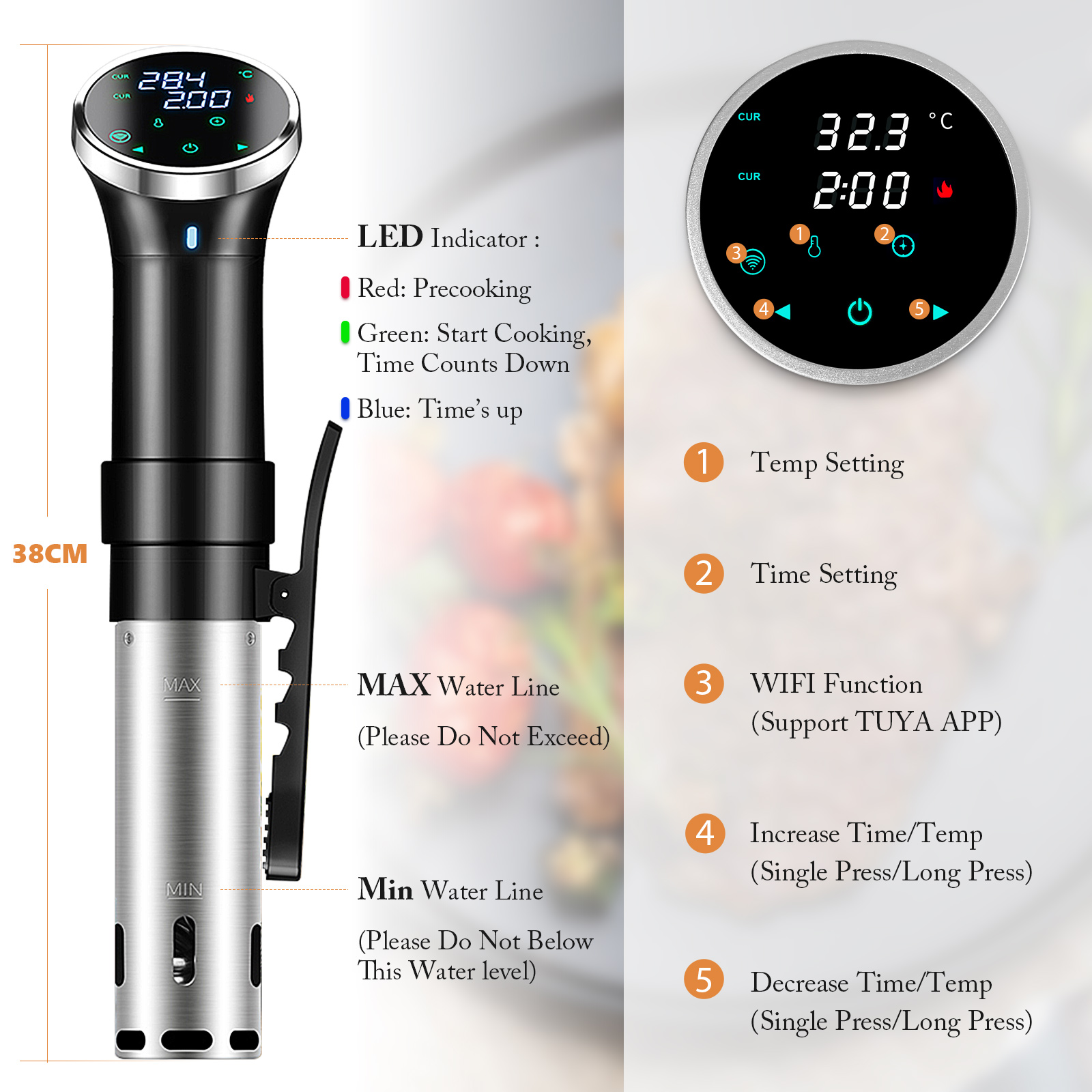 Cocina Sous Vide Digital con W - Digital Sous Vide Precision Cooker reseña y precio