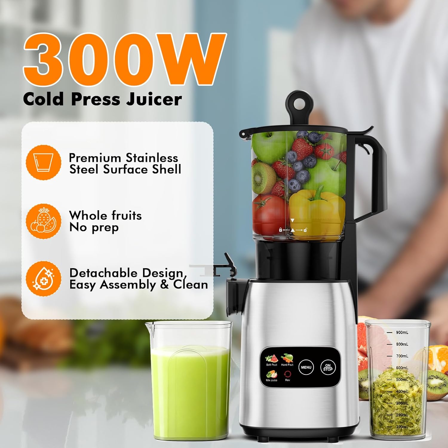 Extractor de Jugos Prensado en - Electric Slow Juicer Cold Press reseña y precio
