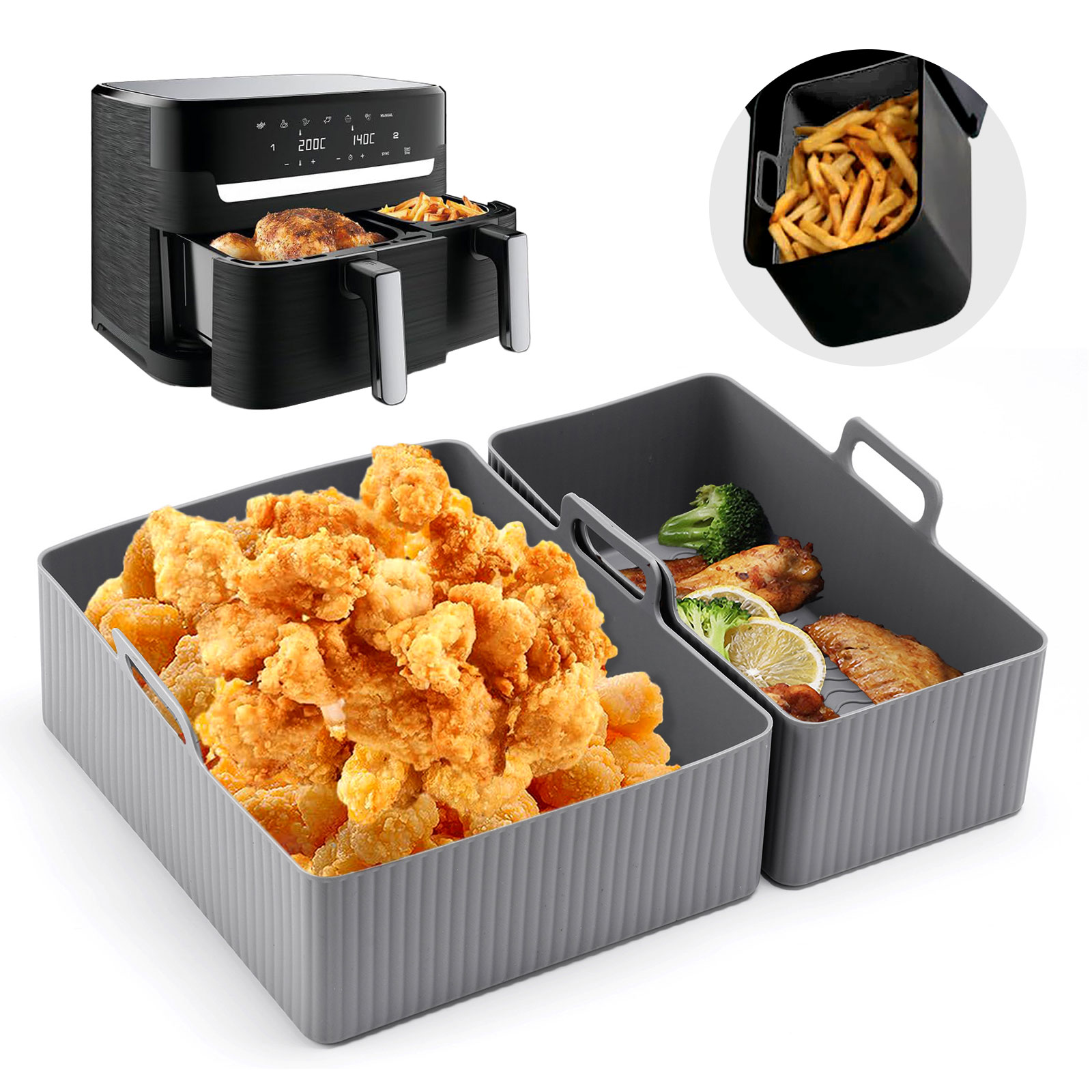 Juego de 2 uds de alfombrilla  - Air Fryer Silicone Pot Liner reseña y precio