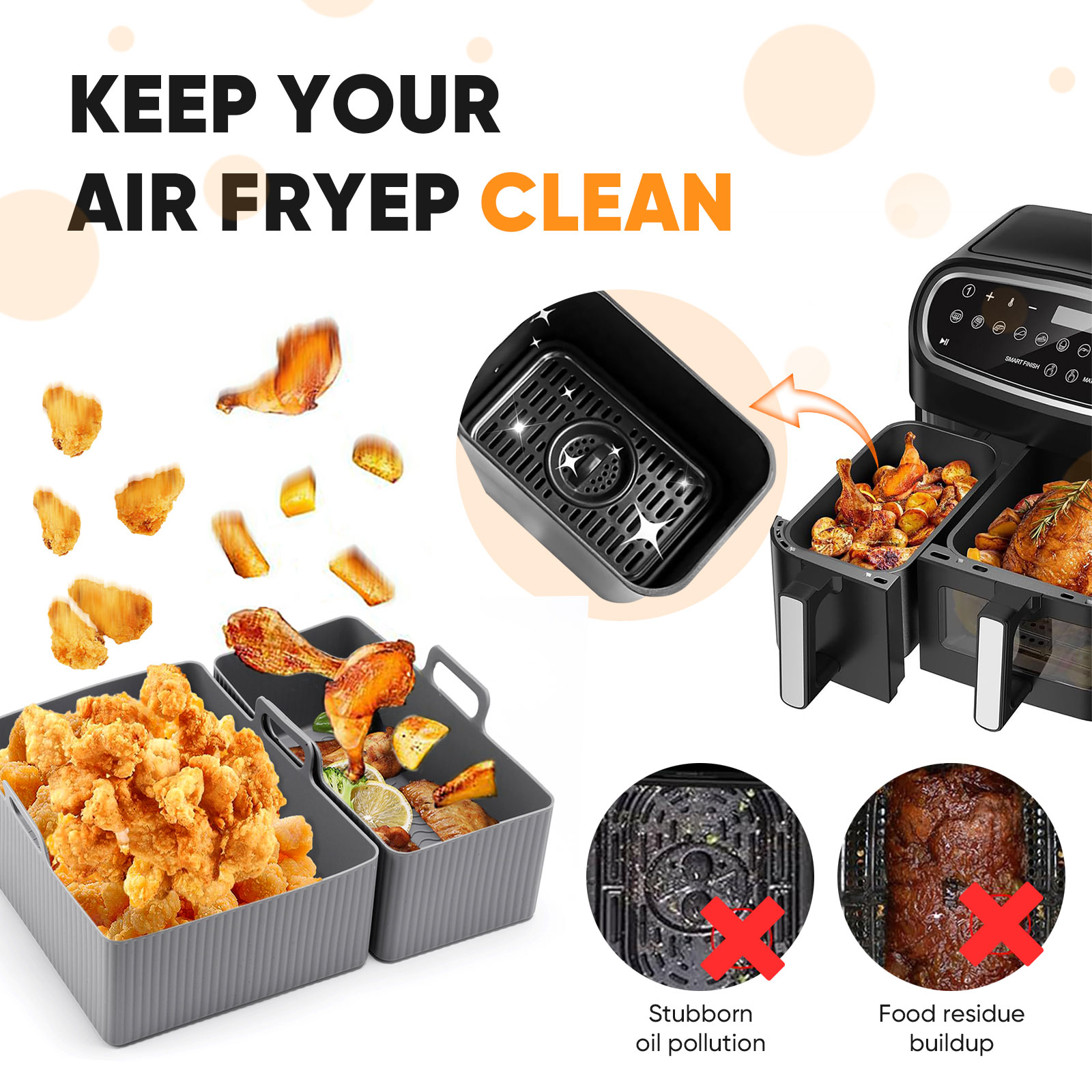 Juego de 2 uds de alfombrilla  - Air Fryer Silicone Pot Liner reseña y precio